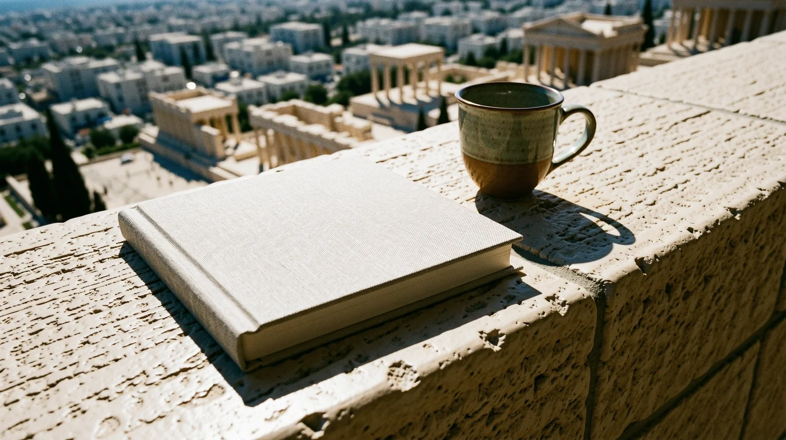 Minimalist architectural shadow on limestone